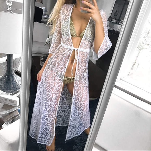 Other - 🆕 WHITE LACE MAXI BEACH KIMONO!